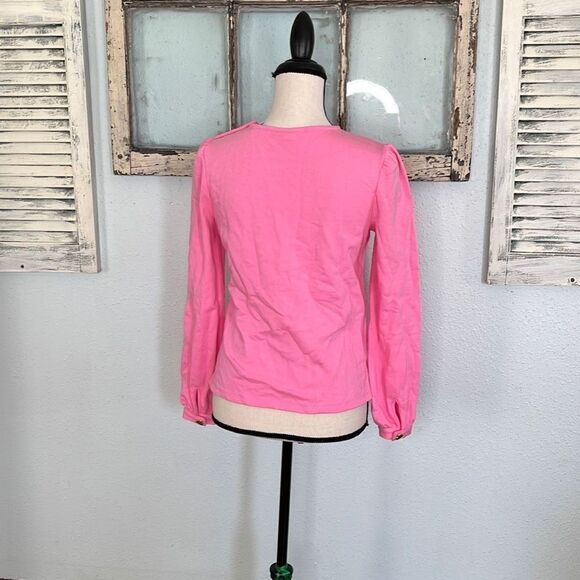 Charter Club Womens Top Heart Button Shoulder Long Sleeve Pink Size Petite NWT - Picture 8 of 14